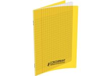 Piqûre 140 pages 17x22 cm, seyès, couverture polypropylène, jaune