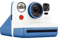 Appareil photo Polaroid NOW blanc et bleu.