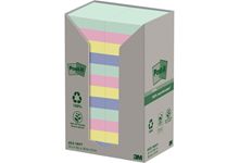 Tour distributrice de 24 blocs de 100 feuilles post-it recyclées et repositionnables 38x51 mm collec