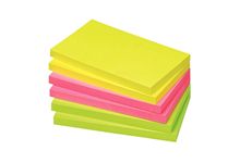 Lot de 6 blocs de notes repositionnables de 80 feuilles 75 x 125 mm couleurs vives assorties