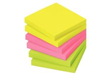 Lot de 6 blocs de notes repositionnables de 80 feuilles 75 x 75 mm couleurs vives assorties