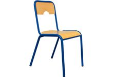Chaise 4 pieds métal empilable assise et dossier encastrés T6 bleu