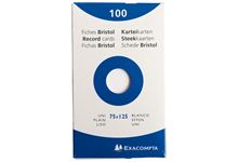 Boîte de 100 fiches bristol non perforées carte forte 205 g uni blanc 7,5 x 12,5 cm