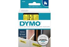 Ruban cassette Dymo 12 mm x 7 m noir et jaune