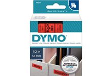 Ruban cassette Dymo 12 mm x 7 m noir et rouge