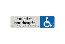 Plaque aluminium de signalisation avec texte en braille Toilettes Handicapés 170 x 45 mm