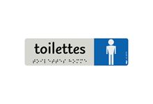 Plaque aluminium de signalisation avec texte en braille Toilettes Hommes 170 x 45 mm