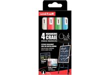 Boîte de 4 marqueurs craie Chalk assortis blanc, vert fluo, rouge et bleu clair