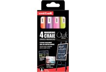 Boîte de 4 marqueurs craie Chalk assortis jaune fluo, orange fluo, rose fluo et violet