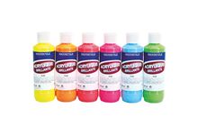 Boîte de 6 flacons de 250 ml de peinture acrylique brillante, couleurs fluo assorties