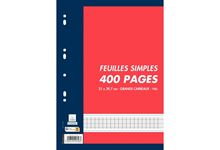 Sachet de 200 feuillets mobiles perforés (400 pages) format A4 séyès, papier blanc 70g