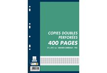 Sachet de 100 copies doubles perforées, format A4, seyès, papier 70g, blanc