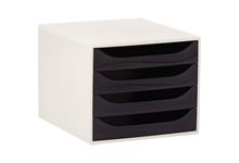 Module 4 tiroirs Ecobox de couleur gris et noir