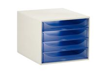 Module 4 tiroirs Ecobox de couleur gris et bleu