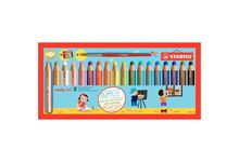 Etui de 18 crayons de couleur Woody + 1 taille-crayon + 1 pinceau