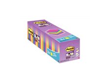 Boîte de 24 blocs de 90 feuilles Post-it Super Sticky néon format 76 x 76 mm dont 3 gratuits