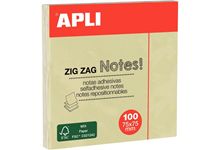 Bloc de 100 feuilles de notes adhésives en zig zag, format : 75 x 75 mm