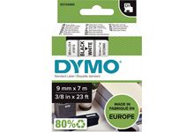 Ruban cassette Dymo 9 mm x 7 m noir et  blanc