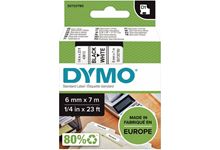 Ruban cassette Dymo 6 mm x 7 m noir et blanc