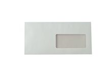 Boite de 500 enveloppes blanches 110x220mm 90g bande siliconnée fenêtre 45x100mm