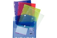 Paquet de 5 enveloppes perforées A4 en polypropylène translucide, coloris assortis