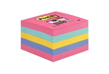 Cube de 440 feuilles de notes post-it super sticky 76 x 76 mm couleurs : rose, bleu océan, jaune et