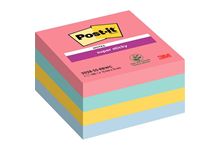 Cube de 440 feuilles de notes post-it super sticky 76 x 76 mm couleurs : rose, bleu océan, jaune et