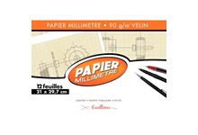 Pochette de 12 feuilles de papier millimétré, 90g format 21x29,7 cm EXCELLENCE