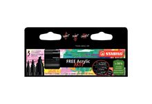 Étui de 3 marqueurs Stabilo free pointes assorties noires