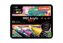 Boite de 11 marqueurs Stabilo free acrylique assortis