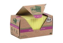 Tour de 18 blocs sticky recyclés 76x76mm coloris jaune dont 4 gratuits