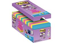 Pack de 16 blocs Znotes super sticky 76x76mm coloris assortis dont  2 gratuits