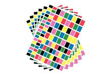 Pochette de 2100 gommettes adhésives rectangulaires 6 couleurs assorties