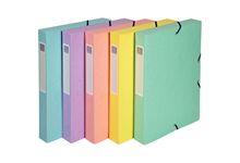 Lot de 8 boites de classement Aquarel en carte lustrée, dos 40 mm, coloris assortis