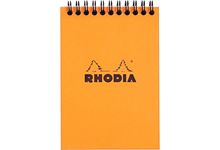 Bloc-notes à reliure intégrale RHODIA orange, format A6, 160 pages, quadrillé 5x5, papier 80g