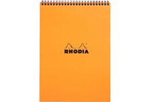 Bloc-notes à reliure intégrale RHODIA orange, format A4 (21 cm x 29,7 cm), 160 pages, quadrillé 5x5,