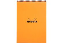 Bloc-notes à reliure intégrale RHODIA orange, format A4, 160 pages, quadrillé 5x5, papier 80g