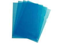 Boîte de 100 pochettes coin en polypropylène grainé 9/100ème, bleu