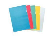 Boîte de 100 pochettes coin en polypropylène 12/100ème, coloris assortis