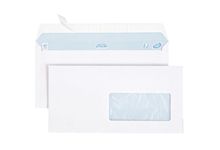 Boîte de 500 enveloppes blanches DL 110x220 80g/m² fenêtre 45x100 bande de protection