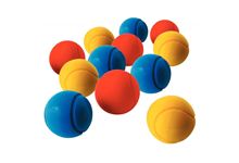 Lot de 12 balles de tennis en mousse diamètre 70 mm couleurs assorties