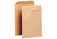 Boîte de 250 sacs Kraft, 90 grammes en format 23X32, avec une fenêtre de 50mm, bande autocolante