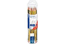 Boîte de 12 crayons graphite Staedtler Noris 120 HB avec 1 mini gomme offert