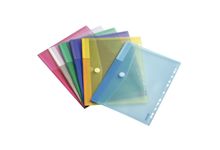 Paquet de 12 enveloppes perforées en polypropylène translucide coloris pastel assortis pour format A