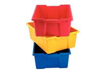 Lot de 6 bacs en plastique grands modèles bleu / rouge / jaune