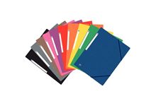 Paquet de 10 chemises 3 rabats à élastiques TOP FILE+ en carte lustrée 4/10ème 390g, coloris assorti