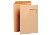 Boite de 250 pochettes kraft 229x324mm 90g bande siliconée fenêtre 50x100mm