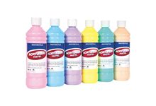 Carton de 6 flacons de 500 ml de peinture acrylique brillante, couleurs pastel assorties