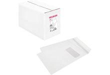 Boîte de 250 pochettes blanches C4 229x324 90g/m² fenêtre 50x110 bande de protection