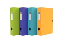 Carton de 8 boîtes de classement MEMPHIS en polypropylène, dos de 80 mm, coloris mode assortis